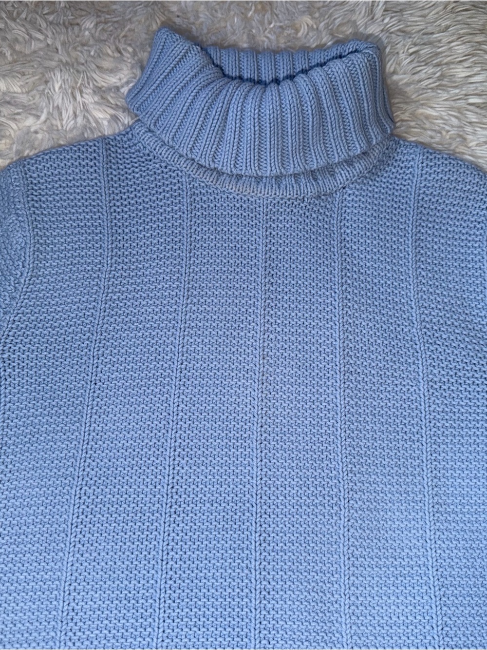 Talbots Light Blue Ribbed Turtleneck Sweater - Picture 3 of 5